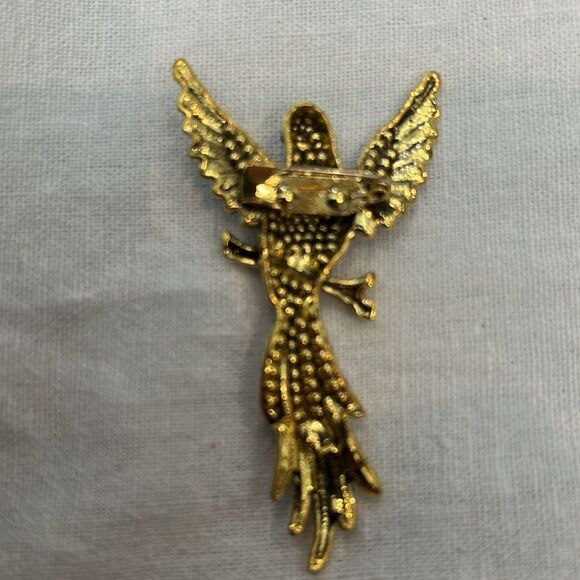 Elegant Gold and Blue Bird Brooch - Picture 2 of 4